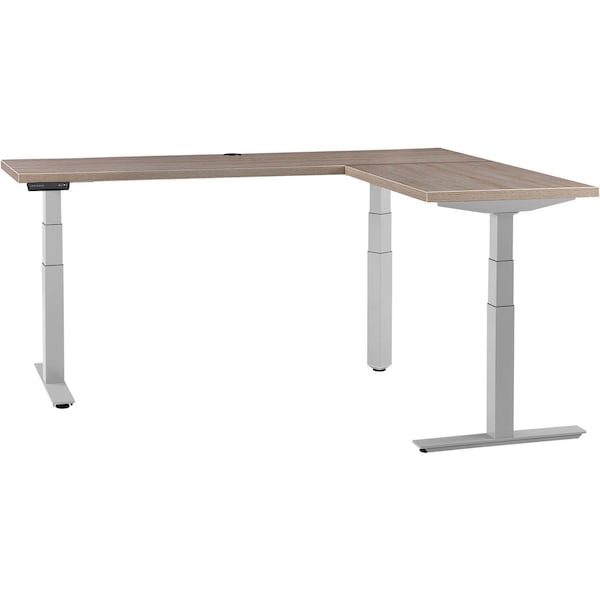 Interion By Global Industrial Sit Stand L-Desk, 23.6 in D X 23 to 48 in H, 59 in W X 695778LGYGY - main